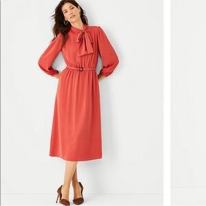 Ann Taylor Tie Neck Midi Dress